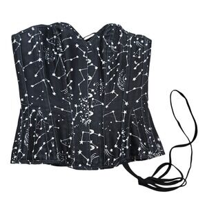 Corset Story Black Celestial Constellation Corset Sz 26" Steel Bones Whimsigoth